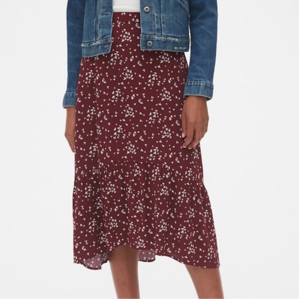 GAP floral Ruffle Midi Skirt